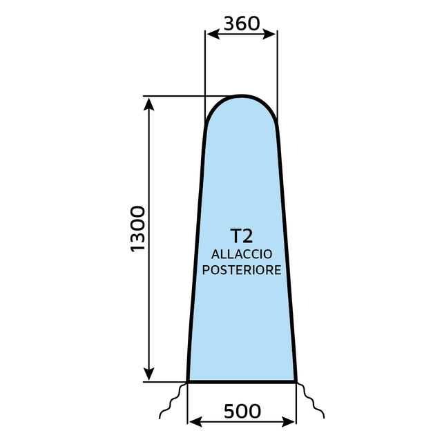 Universal cover T2 (shape C with rear fastening)